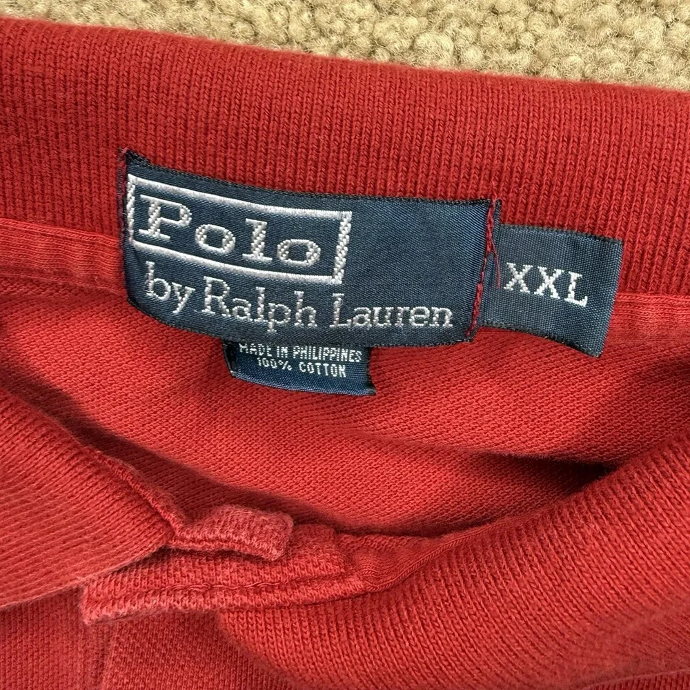Polo Ralph Lauren Long Sleeve Polo Shirt Men's XXL Red Green Pony Rugby Vintage